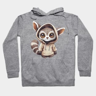 Cartoon Lemur Wearing Hoodie Hoodie